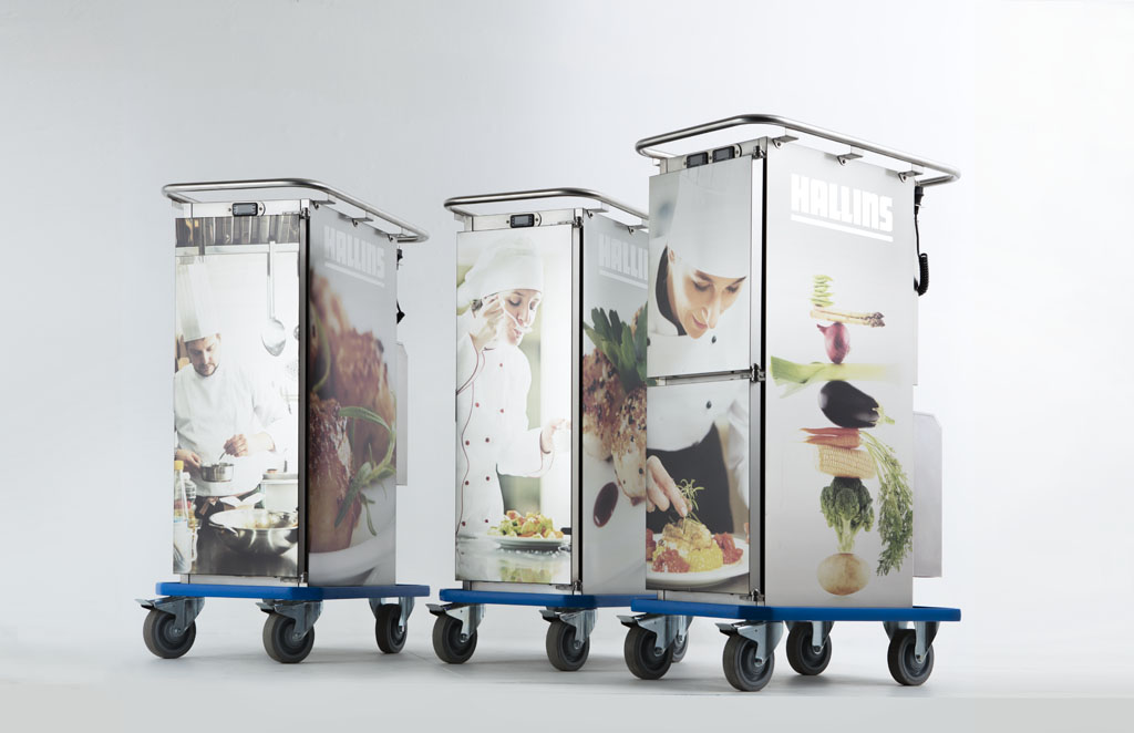 Mattransportvagnar med logga och bilder